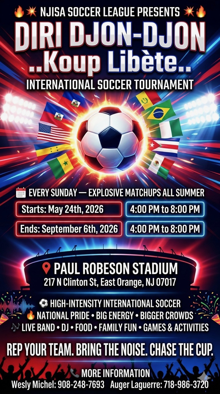 DIRI DJON-DJON Koup Libète 2026 — NJISA Soccer League tournament flyer